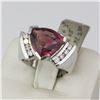 Image 4 : 14K White Gold Triangular shape Red Rubellite Ring