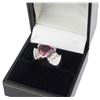 Image 7 : 14K White Gold Triangular shape Red Rubellite Ring