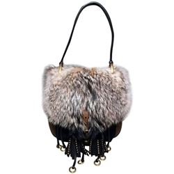 NWOT Prada Fox Fur and Tan Leather Shoulder Bag