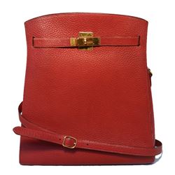 RARE HERMES Vintage Rouge Clemence Leather Kelly Sport Shoulder Bag