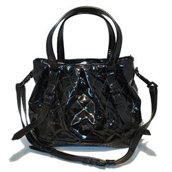 Burberry Quilted Black Patent Leather Shoulder Bag Tote