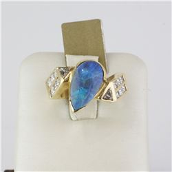 14K Yellow Gold Austrian Opal Diamond Ring