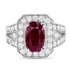 AGL 3.05ct Natural No Heat Ruby 18K W/G Ring