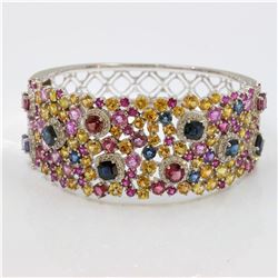 23.16ct Multi Sapphire 14K White Gold Bangle
