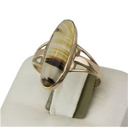 14K Yellow Gold kunzite long Oval shape stone Ring