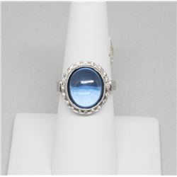Blue Caboshon Blue Topaz  DIamond Ring