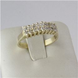 14K Yellow Gold Diamond Pyramid Design Ring