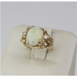 14K Yellow Gold Austria Opal Stone Ring
