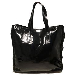 Yves Saint Laurent Black Patent Embossed Tote Bag