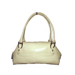 Judith Leiber White Alligator Handbag With Swarovski and Silver
