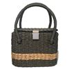 Image 1 : Chanel Charcoal and Tan Wicker Rattan Basket Handbag