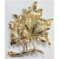 0.75ct diamond 14K yellow Gold 11.3gm Brooch