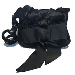 Yves Saint Laurent YSL Black Silk Satin Ribbon Bow Evening Bag