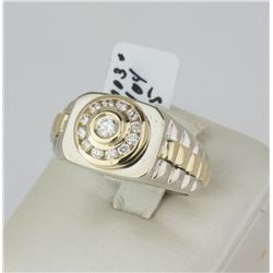 14K Y/W Two Tone Gold Rolex style Diamond ring