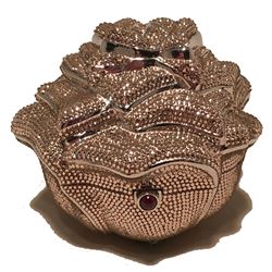 Judith Leiber Pink Swarovski Crystal Rose Minaudiere Evening Bag