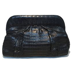 Nancy Gonzalez Black Crocodile Clutch