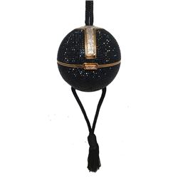 Judith Leiber Black Swarovski Crystal Ball Minaudiere Evening Bag
