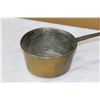 Image 2 : TWO ANTIQUE 7 1/2 INCH BRASS SAUCE PANS WITH FORGED HANDLES