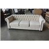 Image 2 : NEW ASHLEY BEIGE TUFTED AND STUDDED MODERN FABRIC SOFA, RETAIL $1699