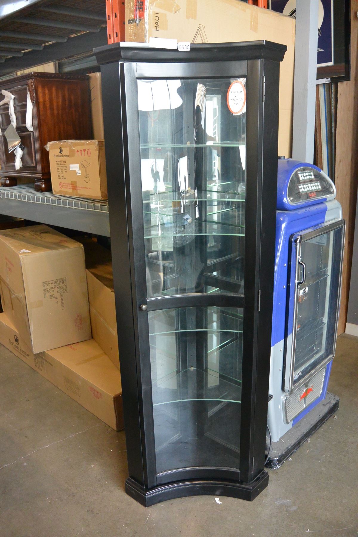 New Ashley Signature Design Black Corner Curio Cabinet With Touch