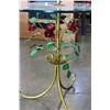 Image 2 : GLASS TOP METAL FLOWER ART BASE END TABLE