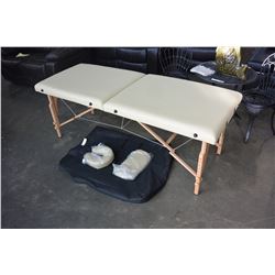 NEW SIERRA COMFORT SOOTHE BEIGE FOLDING MASSAGE TABLE IN CASE