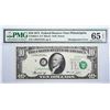 Image 1 : Fr. 2022-C. 1974 $10 Federal Reserve Note. Philadelphia. PMG Gem Uncirculated 65 EPQ. Misalignment.