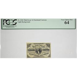 Fr. 1226. 3 Cent. Third Issue. PCGS Currency Very Choice New 64.
