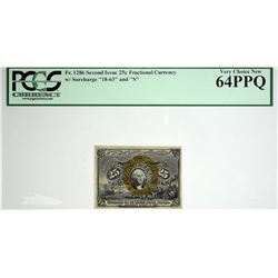 Fr. 1286. 25 Cent. Second Issue. PCGS Currency Very Choice New 64 PPQ.