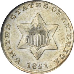 1851 Silver 3¢. MS-65 NGC.