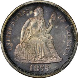 1875 Seated Liberty 10¢. Proof-66 PCGS.