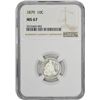 Image 3 : Satiny Gem Mint State 1879 Dime. 1879 Seated Liberty 10¢. MS-67 NGC.