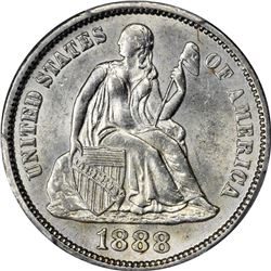 1888 Seated Liberty 10¢. MS-62 PCGS.