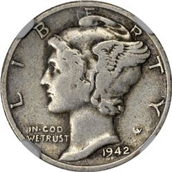 1942/1-D Mercury 10¢. VF-20 NGC.