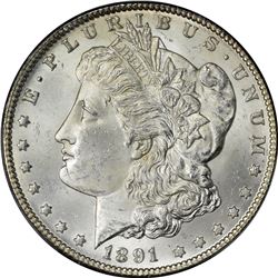 1891-CC Morgan $1. MS-64 PCGS.