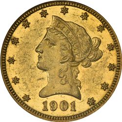 Circulated Proof 1901 Eagle. 1901 Gold $10. Proof-55 PCGS.