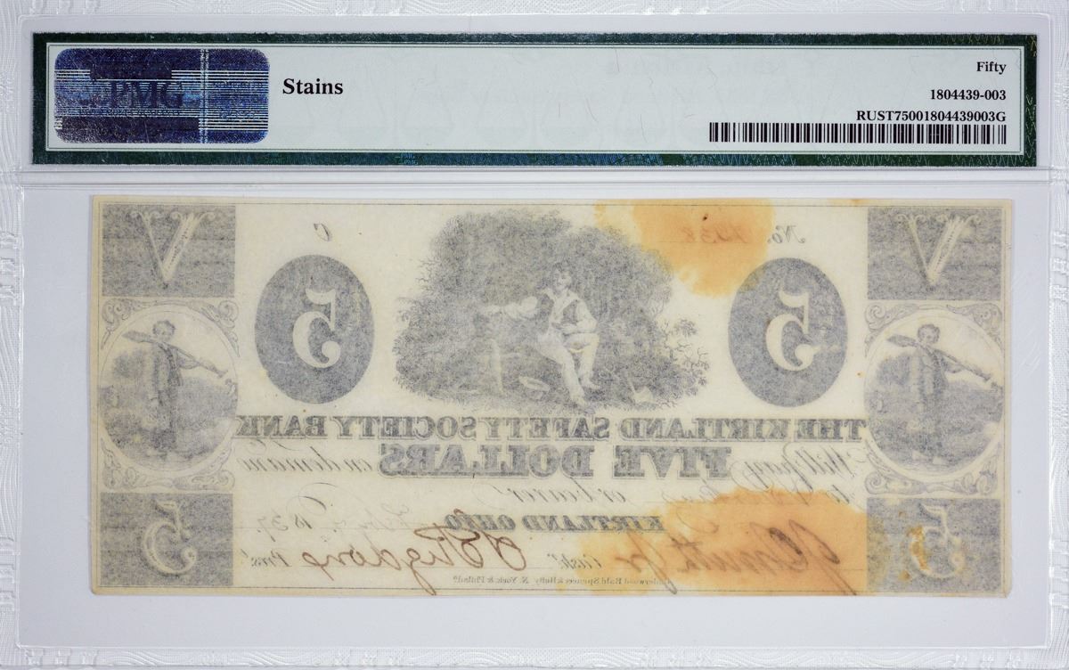 1837 5 Kirtland Safety Society Bank. Kirtland, OH. Nyholm 3. Rust 7