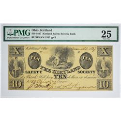1837 $10 Kirtland Safety Society Bank. Kirtland, OH. Nyholm 3. Rust 8. PMG Very Fine 25. S/N 1557 Ma