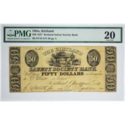 Rarest Kirtland Denomination and High Grade $50 Kirtland Note. 1837 $50 Kirtland Safety Society Bank