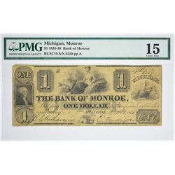 Rare Bank of Monroe $1 with Oliver Cowdery Signature. $1 The Bank of Monroe, Monroe, MI. Oliver Cowd