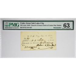 50 Cents Great Salt Lake City, Utah. White Note. Nyholm 97/102. Rust 72. PMG Choice Uncirculated 63.