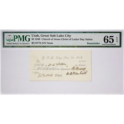 Single Finest PMG Certified $2 1849 Valley Note. $2.00 Great Salt Lake City, Utah. White Note. Nyhol