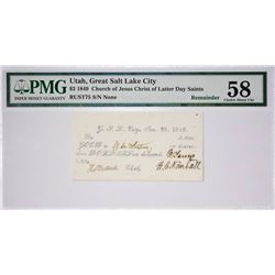 $3 Great Salt Lake City, Utah. White Note. Nyholm 99. Rust 75. PMG Choice About Uncirculated 58. S/N