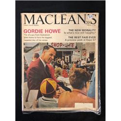 1966 MACLEANS MAGAZINE FEATURING GORDIE HOWE