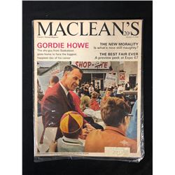 1966 MACLEANS MAGAZINE FEATURING GORDIE HOWE