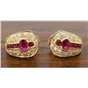 Image 5 : 18KT Yellow Gold Ruby and Diamond Earrings