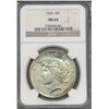 Image 1 : 1925 $1 Peace Silver Dollar Coin NGC MS64