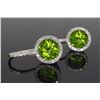 Image 4 : 14KT White Gold 5.96ctw Peridot and Diamond Earrings