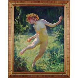 EMILE QUENTIN BRIN (French, 19th/20th Century) NYMPH DANCING WITH AN ORANGE.