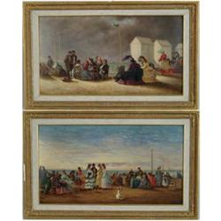 EDOUARD CORTES (French,1882-1969) PAIR OF FRENCH BEACH SCENES.